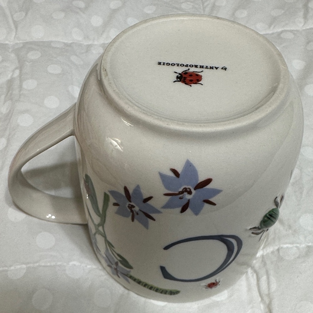 Monogram C Ceramic Mug with Floral & Bug Motif anthropologie - Picture 6 of 6